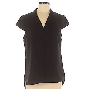 DKNY Solid Black Short Sleeve Blouse